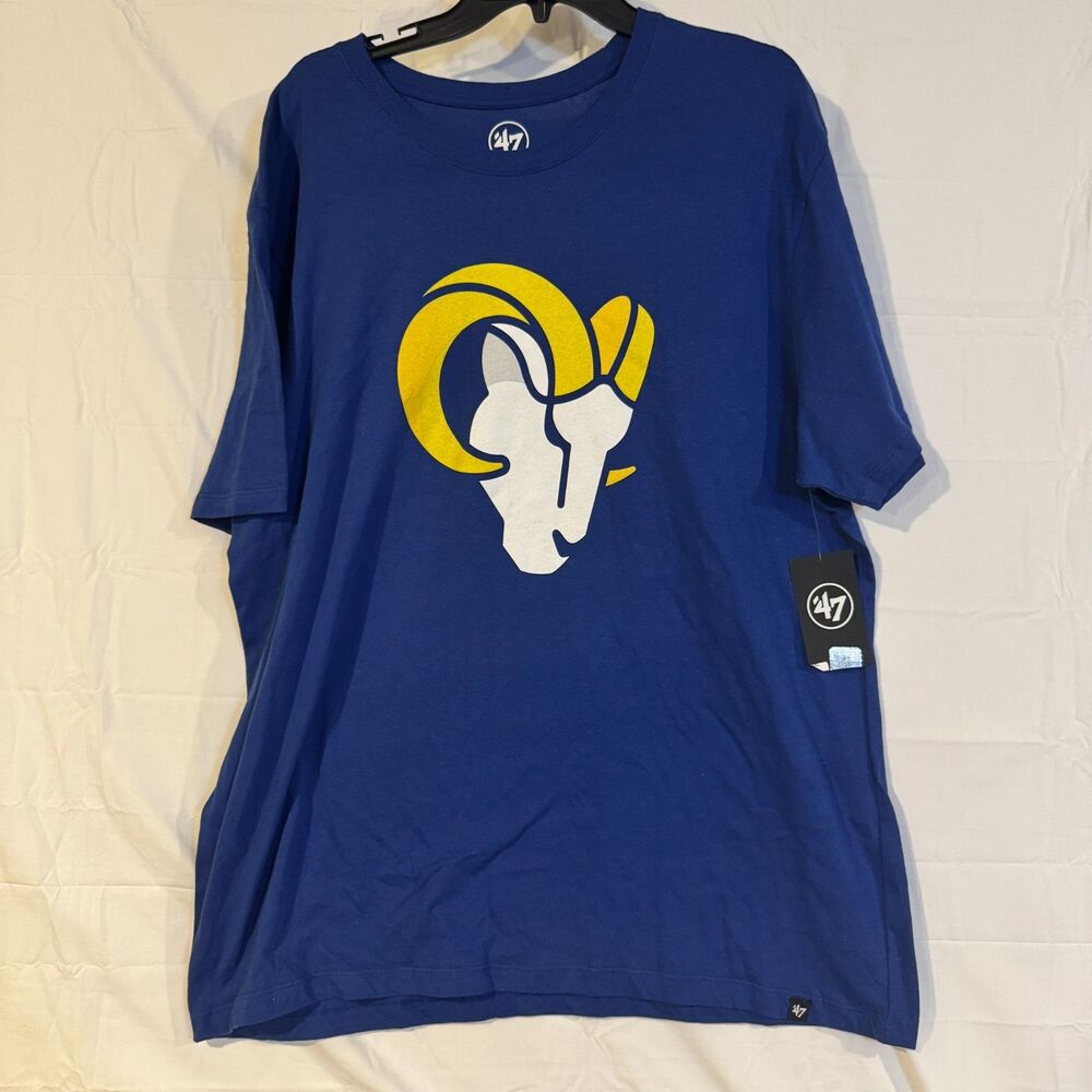 Los Angeles Rams Shirt Mens XXL NWT 47 Brand Blue Gold Logo NFL Football Tee